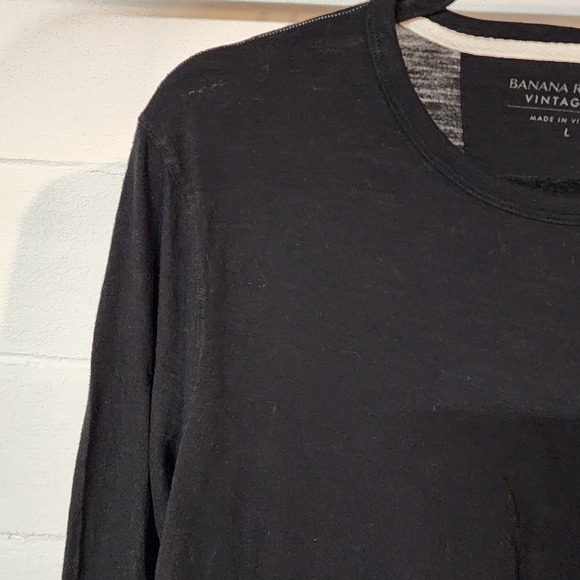 NWT Banana Republic Vintage Tee Long Sleeve Black Top Womens Lg Layer Everyday - Picture 3 of 9